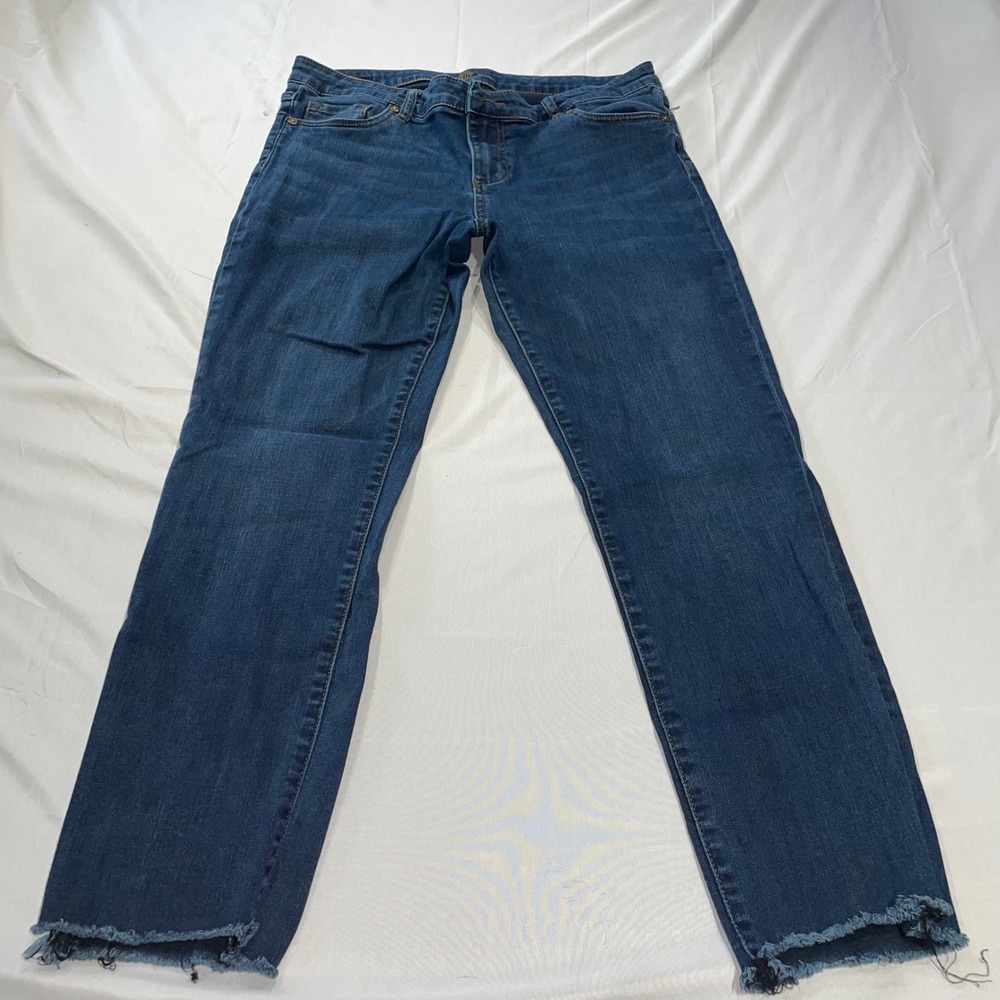 Kut from the Kloth Straight Leg Raw Hem Jeans Blue SP017MF9 Size 12